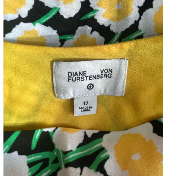 Diane Von Furstenberg Target Women's 90s Shift Yellow Poppy Mini Dress Size 17 - Picture 8 of 9